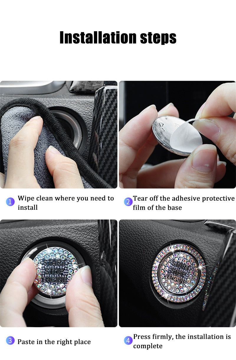 Autocollants décoratifs en diamant pour bouton de démarrage