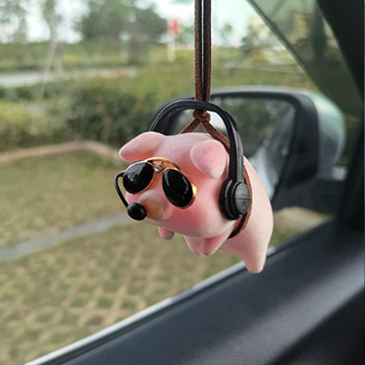 Adorable pendentif de voiture en forme de cochon oscillant pour le rétroviseur